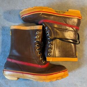 Vintage Brown‎ and red leather duck boots
